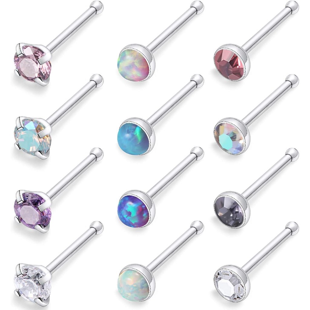 18g 20g 22g Nose Rings Studs 316l Surgical Steel Straight Screw L Shaped Nose St